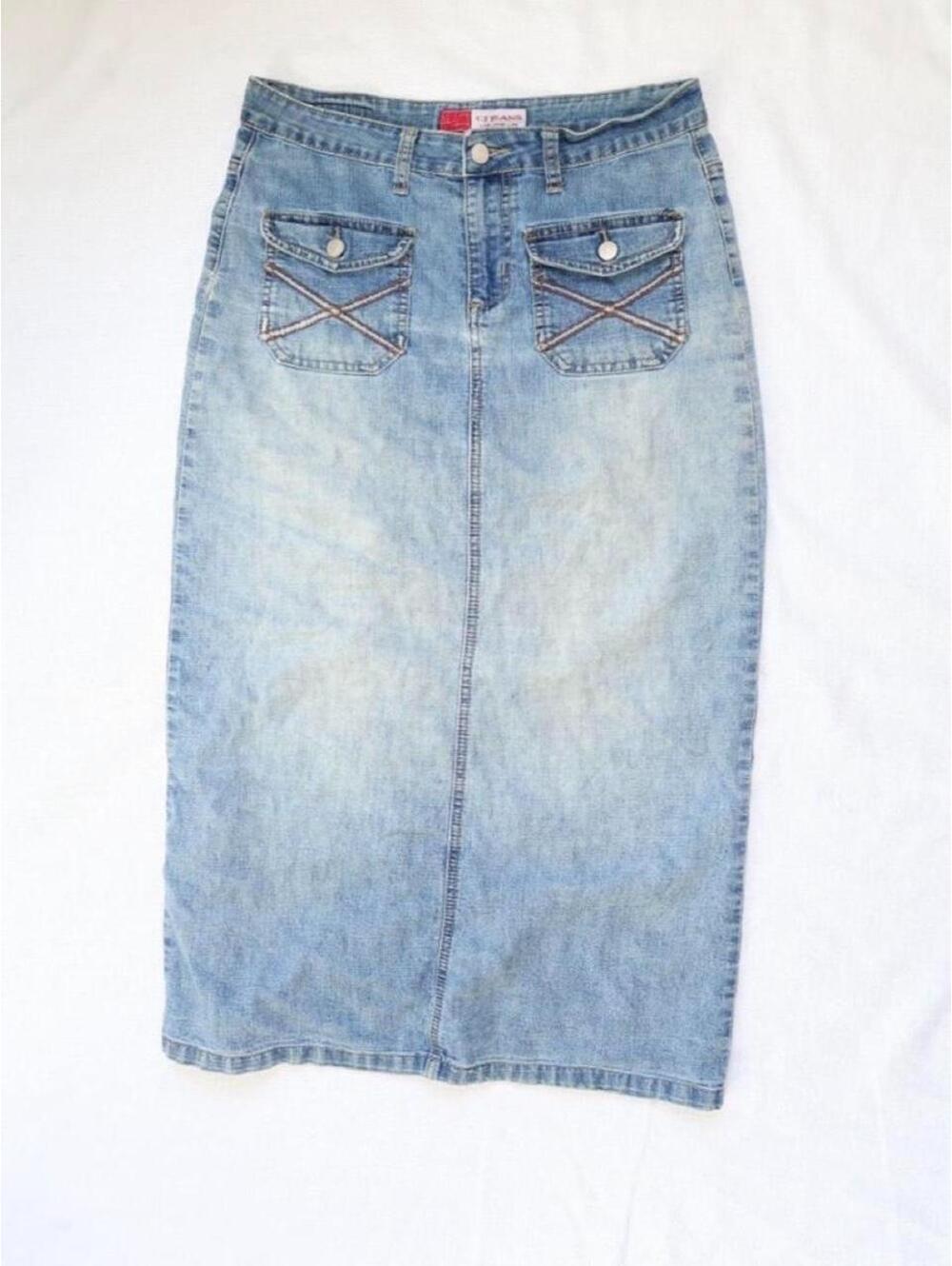 Vintage CJ Jeans Blue Denim Midi Skirt